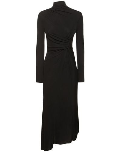 Victoria Beckham アシンメトリーハイネックドレス - ブラック