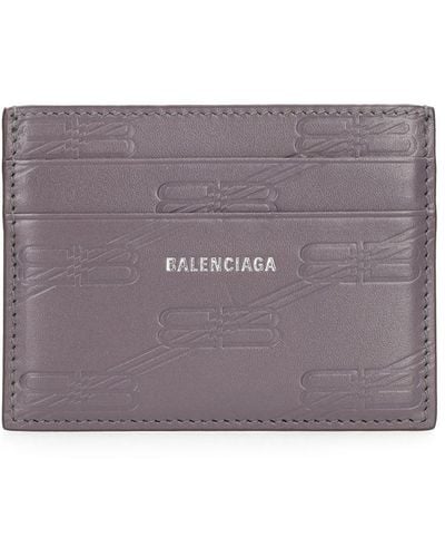 Balenciaga Bb Monogram Leather Card Case - Purple