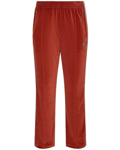 Needles Logo Velour Track Trousers - Red
