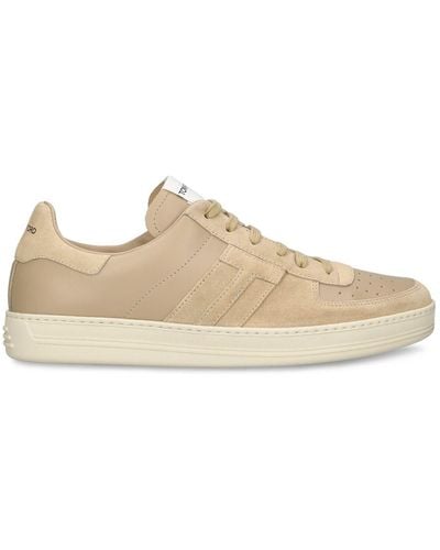 Tom Ford Radcliffe Leather And Suede Low-top Sneakers - Natural
