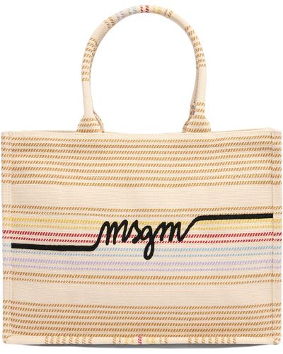 MSGM Medium Canvas Tote Bag - Natural