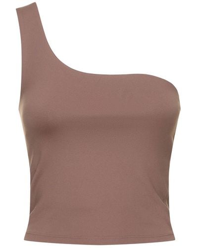 GIRLFRIEND COLLECTIVE Bianca Stretch One Shoulder Tank Top - Brown