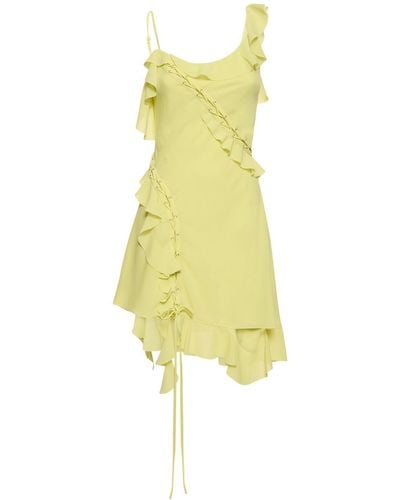 Acne Studios Ruffled Satin Mini Dress - Yellow