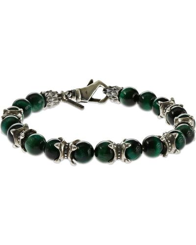 Emanuele Bicocchi Tiger Eye Beaded Chain Bracelet - Green