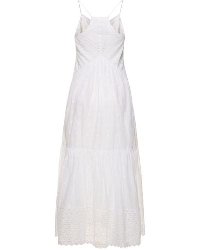 Isabel Marant Sabba Cotton Maxi Dress W/ Embroidery - White