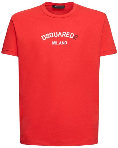 DSquared² T-shirt Aus Baumwolljersey Mit Logo - Rot