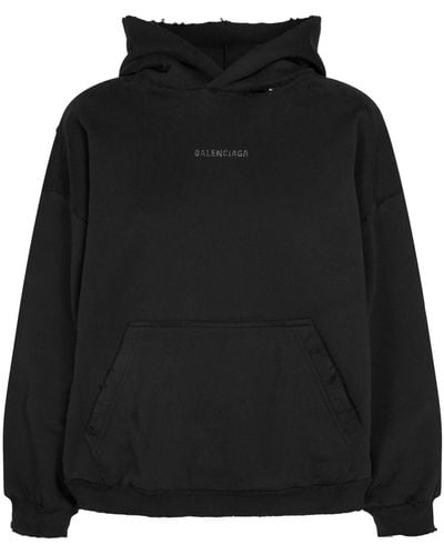 Balenciaga Medium Fit Destroyed Sweatshirt Hoodie - Black