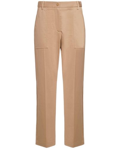 Moncler Cotton Gabardine Trousers - Natural