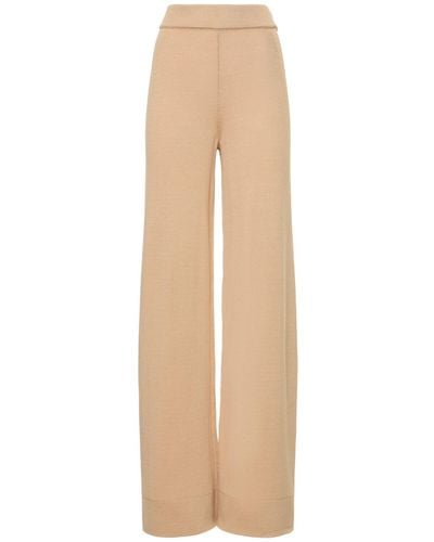 Ermanno Scervino Ribbed Cotton Jersey High Rise Pants - Natural