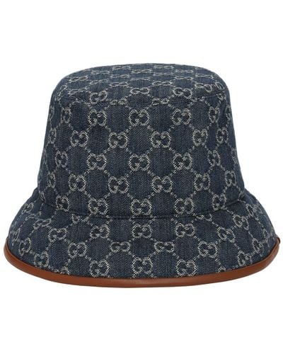 Gucci Gg Cotton Jacquard Bucket Hat - Blue