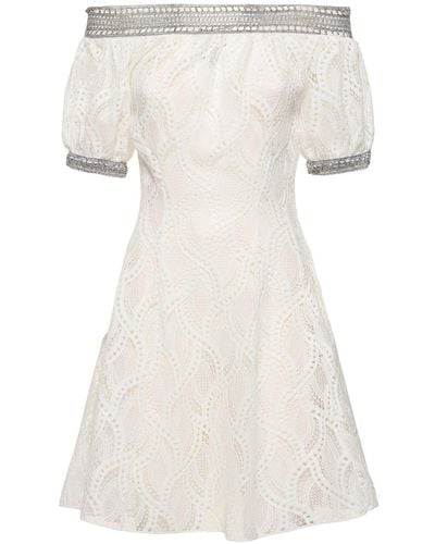Ermanno Scervino Crochet Off-the-shoulder Mini Dress - White