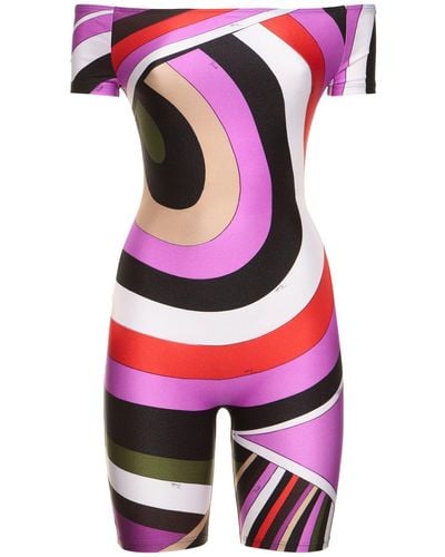 Emilio Pucci Printed Shiny Lycra Jumpsuit - Multicolour