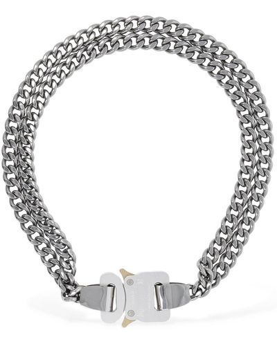1017 ALYX 9SM Halskette Mit Doppelkette Und Schnalle - Mettallic