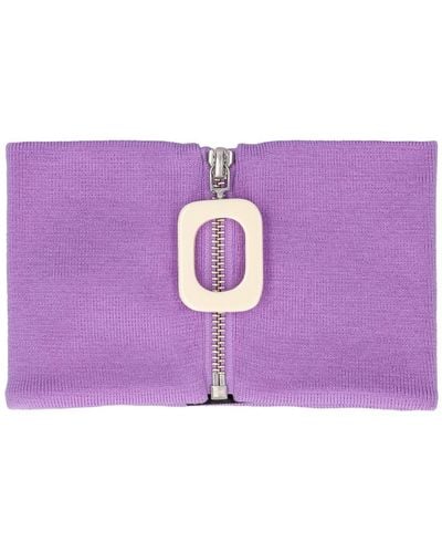 JW Anderson Wool Knit Zip-Up Neckband - Purple