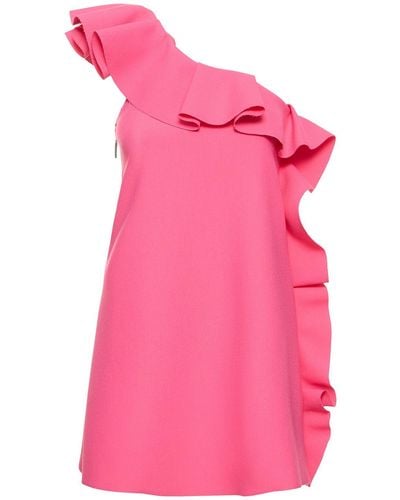 MSGM One-Shoulder Ruffled Mini Dress - Pink