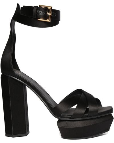Balmain Ava Satin Sandal With Platform - Black