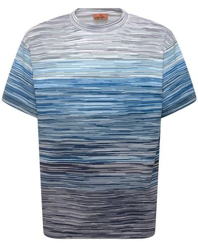 Missoni Gefärbtes T-shirt Aus Baumwolljersey - Blau