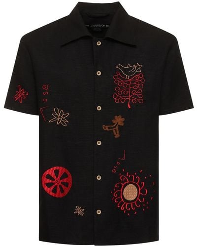 ANDERSSON BELL Embroidered Linen & Cotton Shirt - Black