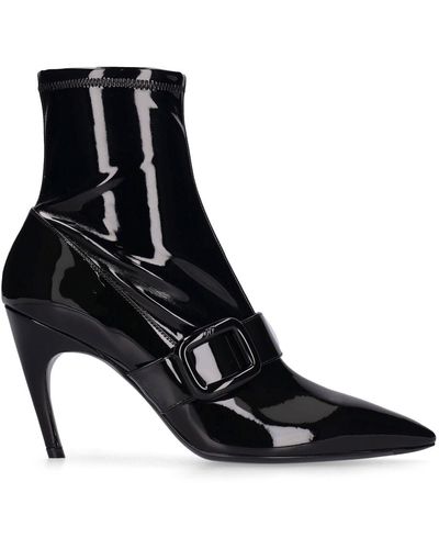 Roger Vivier 85Mm Choc Patent Leather Ankle Boots - Black