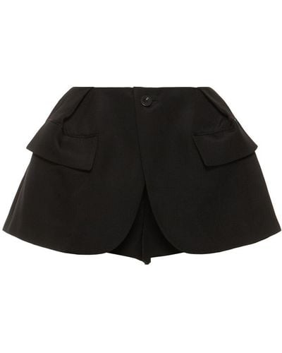 Sacai Layered Silk & Cotton Shorts - Black