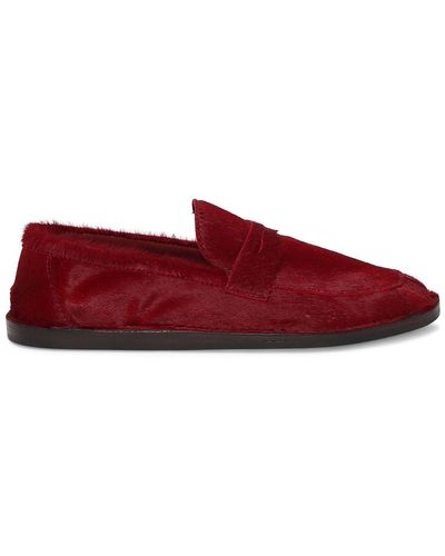 The Row Cary Pony Hair Loafers - Red