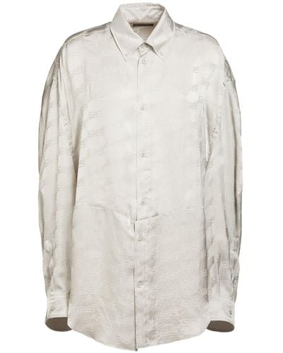 Balenciaga Viskosejacquard-hemd: "bb Monogramm" - Weiß