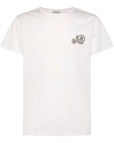 Moncler T-shirt Aus Baumwolle Mit Logo - Weiß