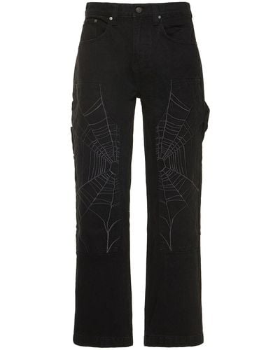 Jaded London Spider Web Cotton Carpenter Jeans - Black