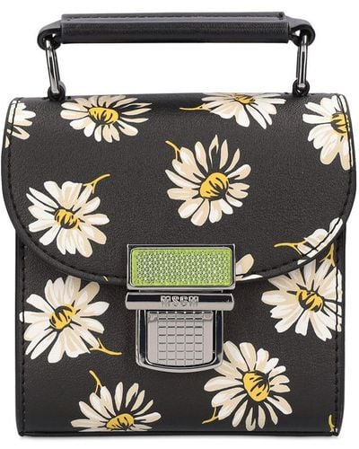 MSGM Mini Clic Daisy Print Top Handle Bag - Black