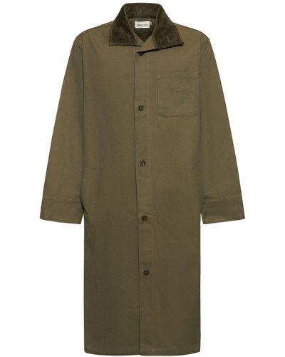 Honor The Gift Canvas Trench Coat W/ Corduroy Details - Green