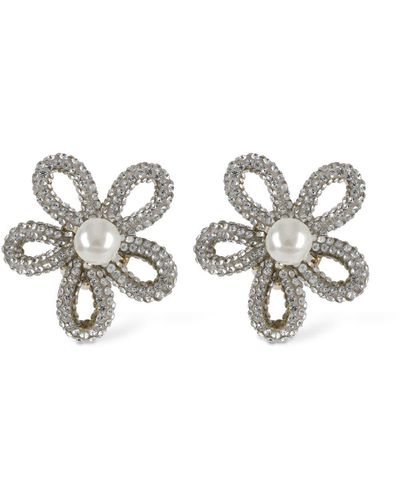 Rosantica Gaia Crystal & Faux Pearl Stud Earrings - White