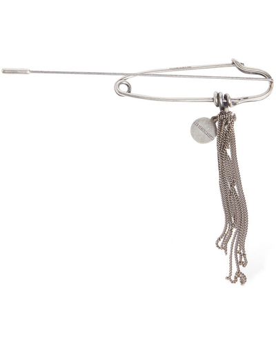 Ann Demeulemeester Kasu Safety Pin W/ Chains - White
