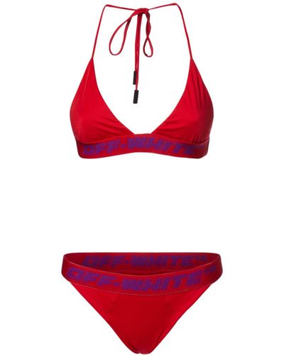 Off-White c/o Virgil Abloh Bikini Triangle Avec Bandes Logo - Rouge