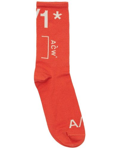 A_COLD_WALL* Calcetines De Algodón Jacquard Con Logo - Rojo