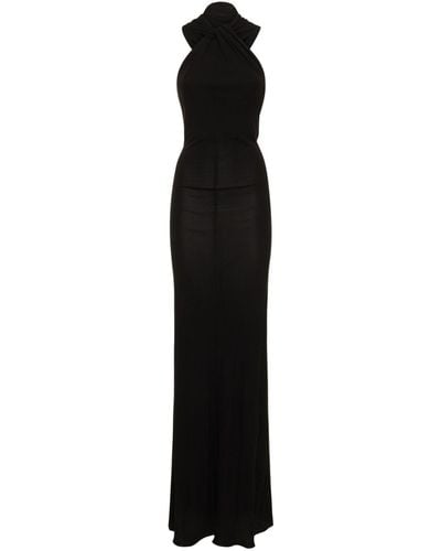 Saint Laurent Draped Viscose Jersey Dress - Black