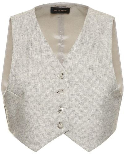 ANDAMANE Nadine wool blend crop vest - Blanco