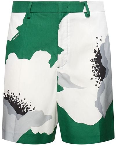 Valentino Short en coton imprimé floral - Vert