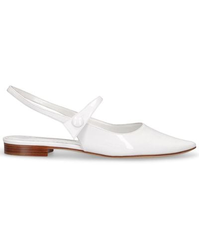Manolo Blahnik 10mm Didionflat Patent Leather Flats - White