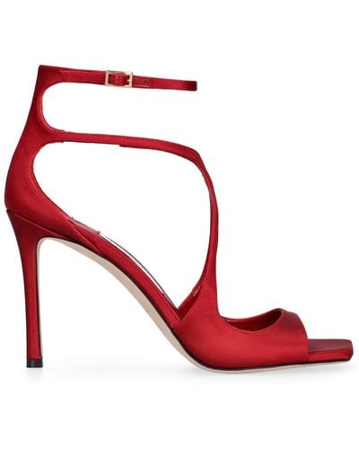 Jimmy Choo Lvr Exclusive 95Mm Azia Satin Sandals - Red