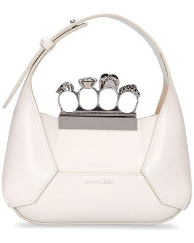Alexander McQueen Mini Jewelled Leather Hobo - Natural