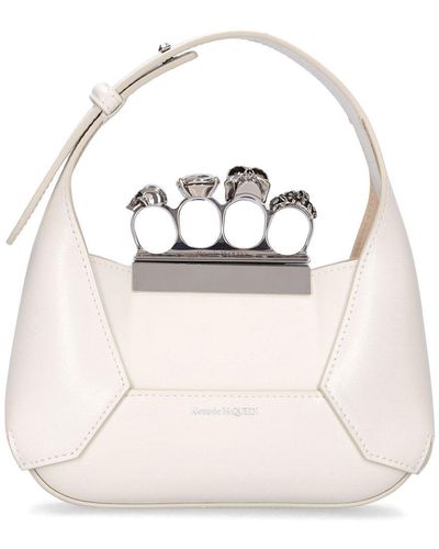 Alexander McQueen Mini Jeweled Leather Hobo - Natural