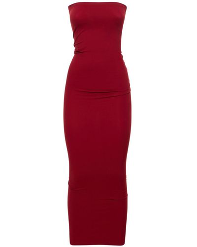 Wolford Fatal Strapless Midi Tube Dress - Red