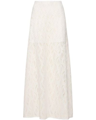 Ermanno Scervino Embroidered Lace High-rise Long Skirt - White