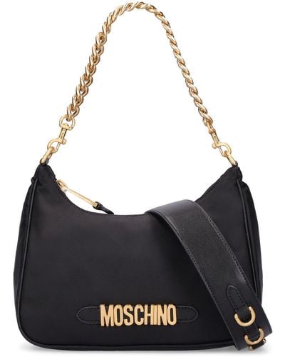 Moschino Lettering Logo-plaque Curved Shell Shoulder Bag - Black