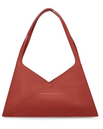 MM6 by Maison Martin Margiela Accordion Leather Shoulder Bag - Red