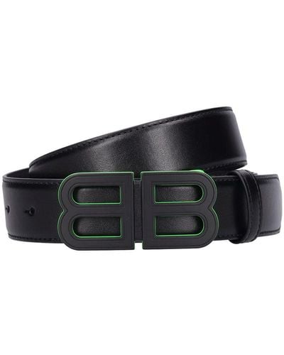 Balenciaga Leather Buckle Belt - Black