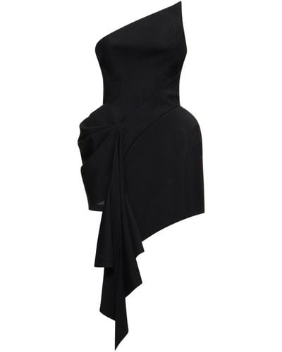 Mugler Asymmetrical Draped Cady Mini Dress - Black