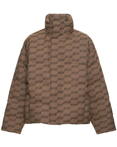 Balenciaga Quilted Jacket With Monogram - Brown