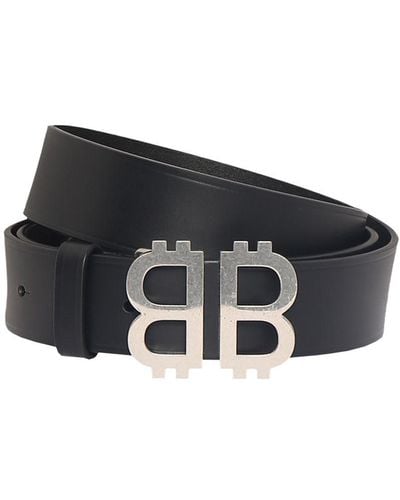 Balenciaga Crypto Bb Leather Belt - Black