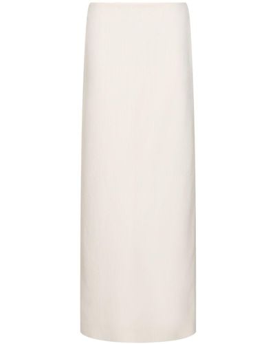 Ferragamo Viscose & Linen Toile Long Skirt - White